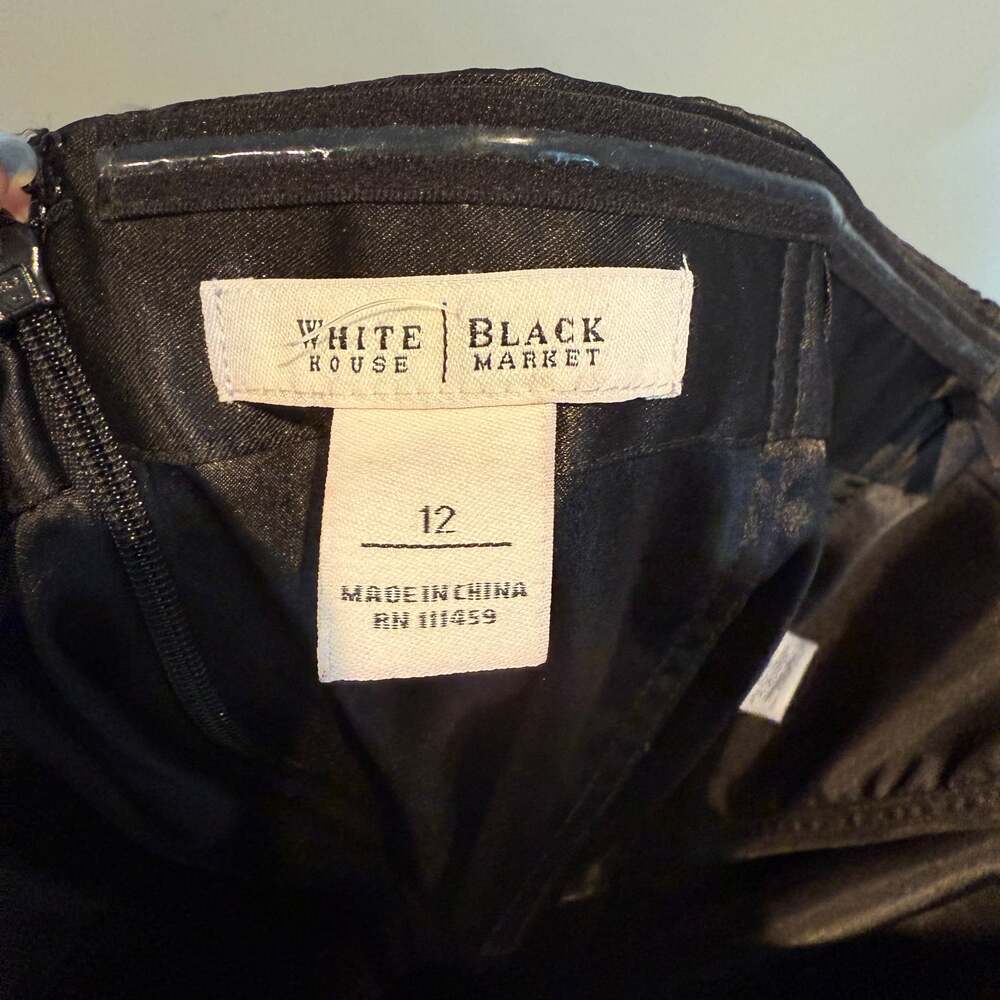White House Black Market Black Satin Strapless Cocktail Dress - Picture 3 of 4